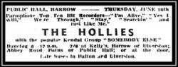 1965 JUNE   3   PUB H  THE HOLLIES